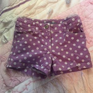 Mini Boden purple polka dot shorts